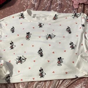 American Eagle Outfitters White Pajama Top with Mickey & Minnie Mouse Print